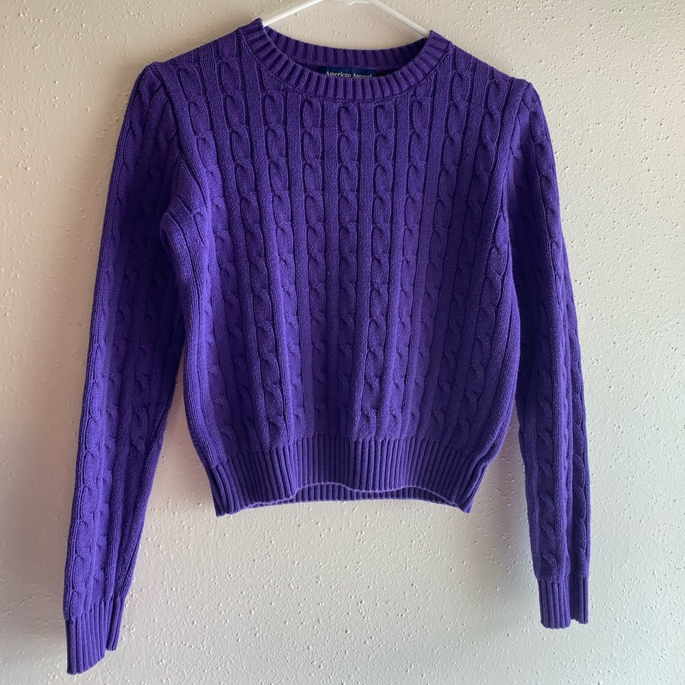 purple knit sweater